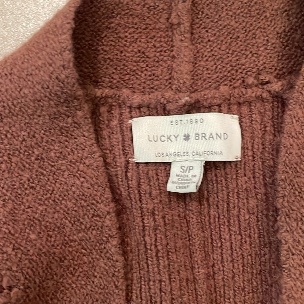 Lucky Brand Cocoa Brown Open Cardigan with Puff Sleeves - Picture 6 of 6